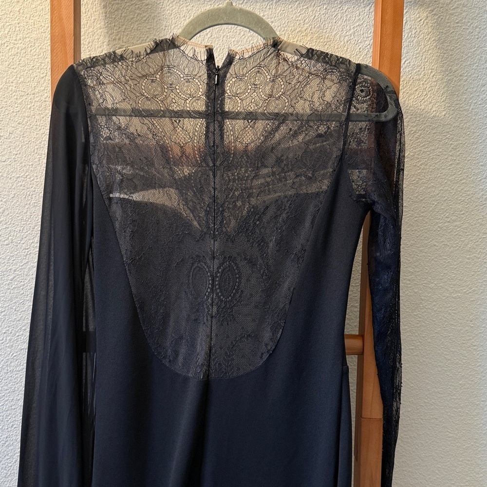 ZEENA ZAKI FW202104 DRESS black gown, lace, sweetheart bodice large $1200 MSRP - Picture 7 of 9